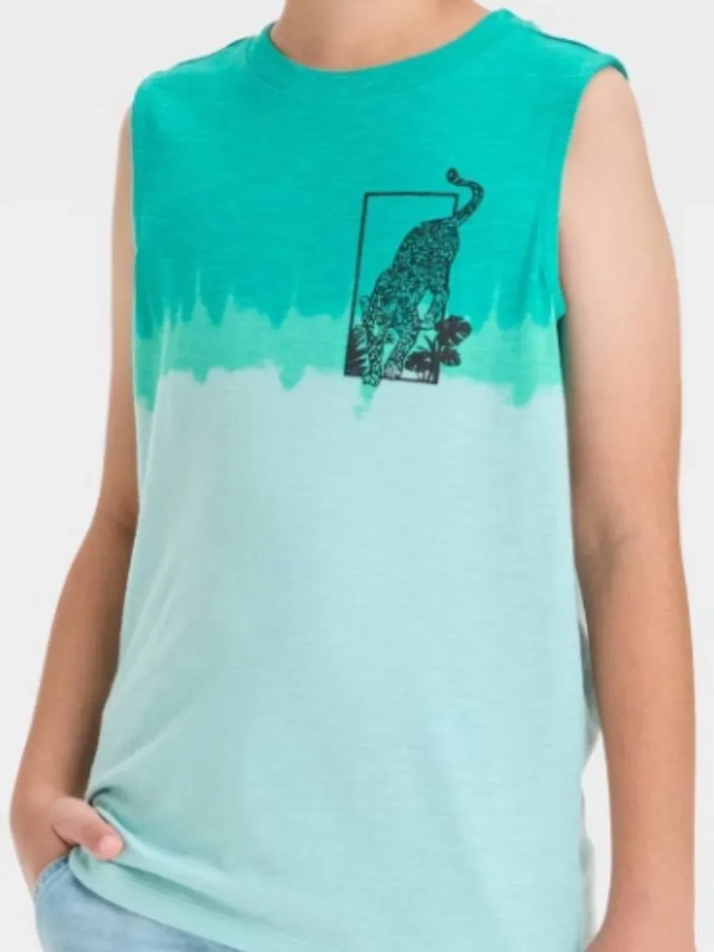 Boys' Tie-Dye Tank Top - Aqua Green